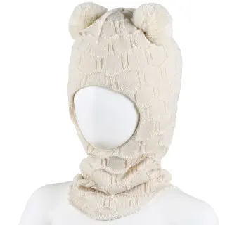 KIVAT wool Bobble balaclava, off white