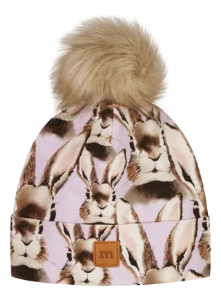 Metsola Bunny beanie with fur pom, Lily
