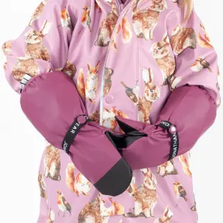 Jonathan rain mittens with fleece lining, plum