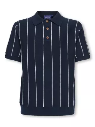 Only & Sons Saim knit polo-shirt, Dark Sapphire