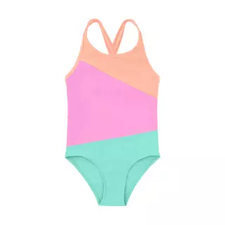 Color Kids Colorblock Swimsuit, Peach Pink