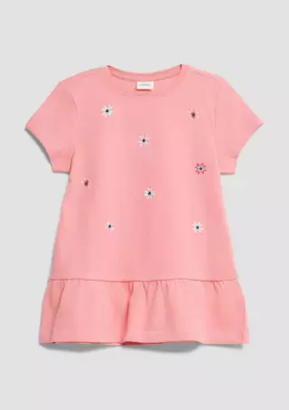 s.Oliver Soft A-line shirt with embroidery, Light red